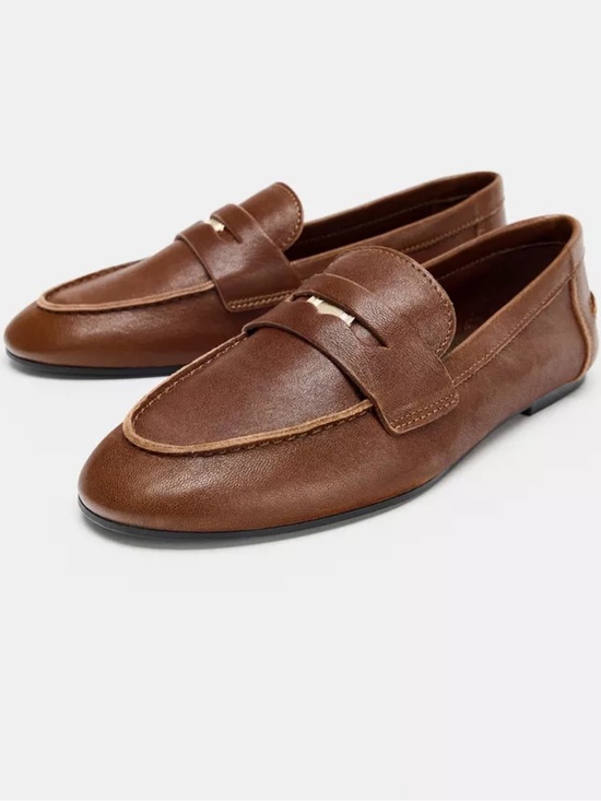 Zara Shoes - Zara Brown Leather Penny Loafers